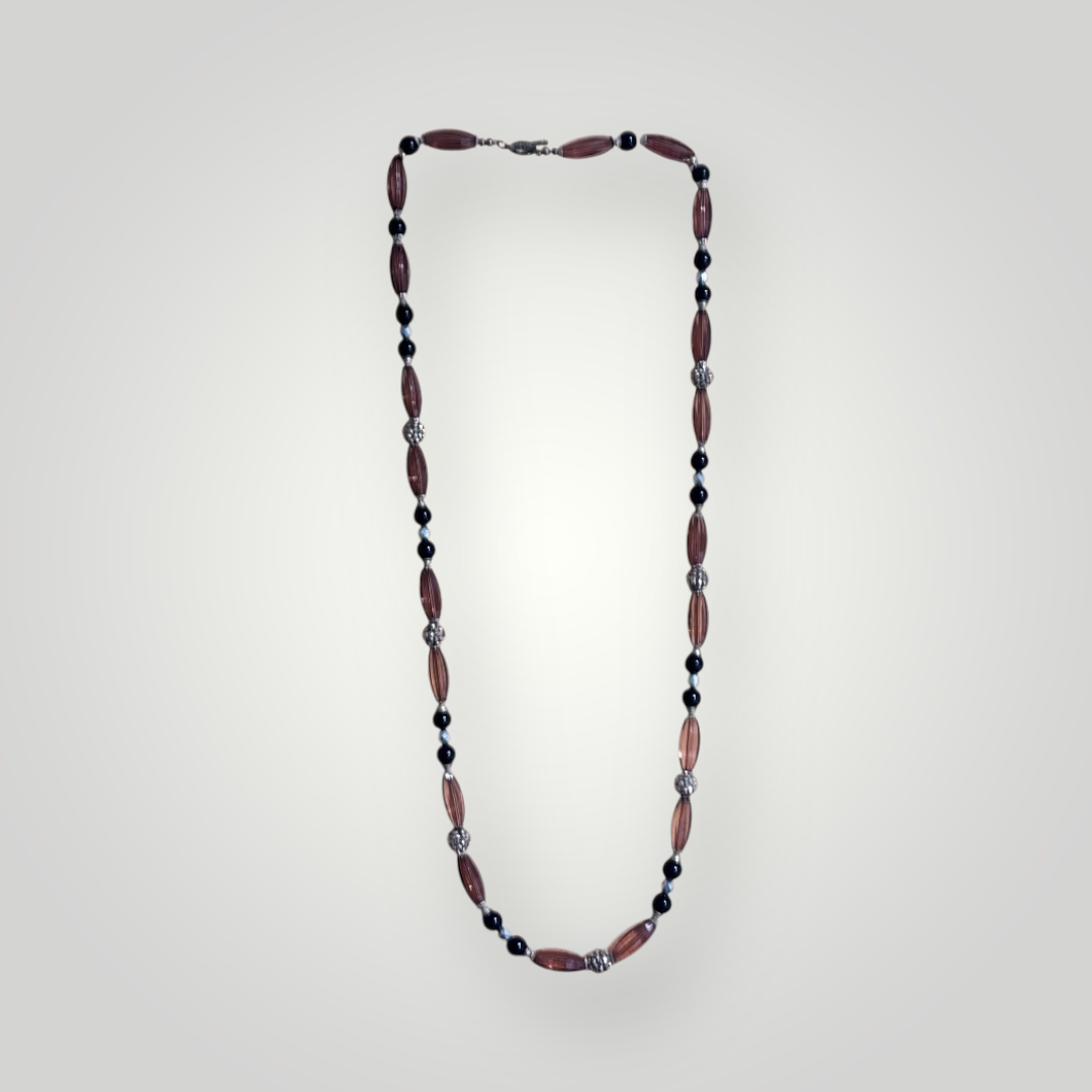 Barrel Beads & Rhinestone Necklace