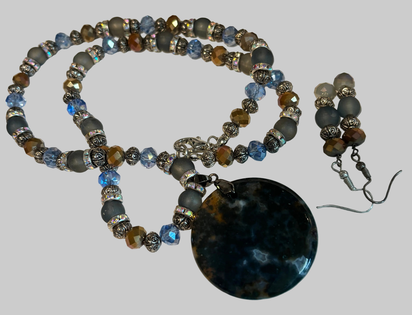 Moss Agate Necklace & Earring Set