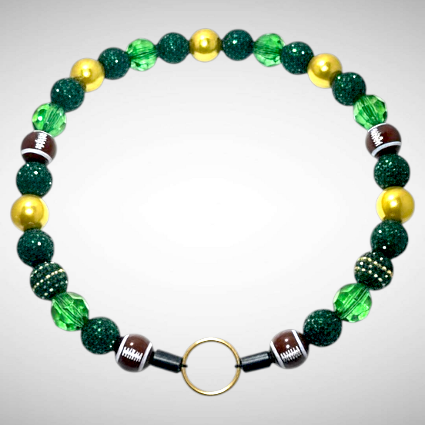 Pet Necklace - Green Gold Football - Large