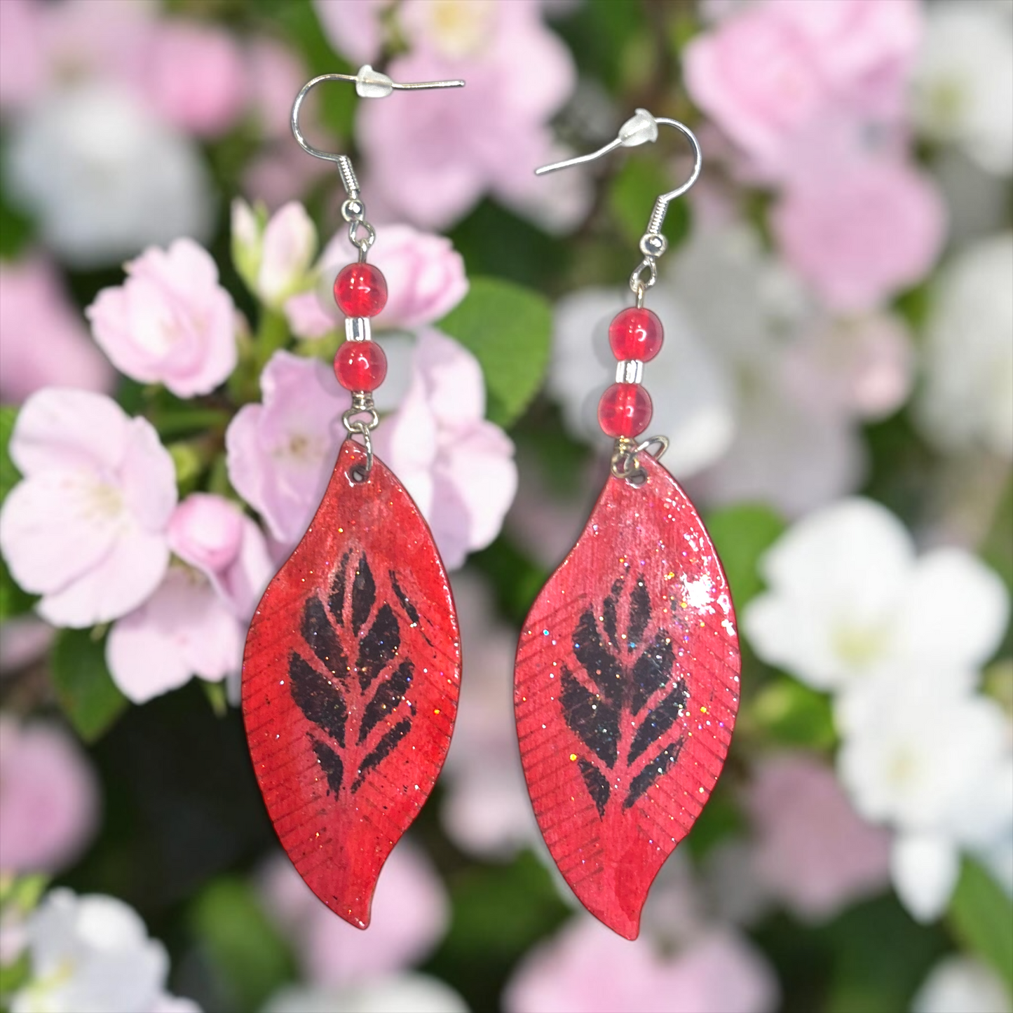 Red Tornado Wood Earrings