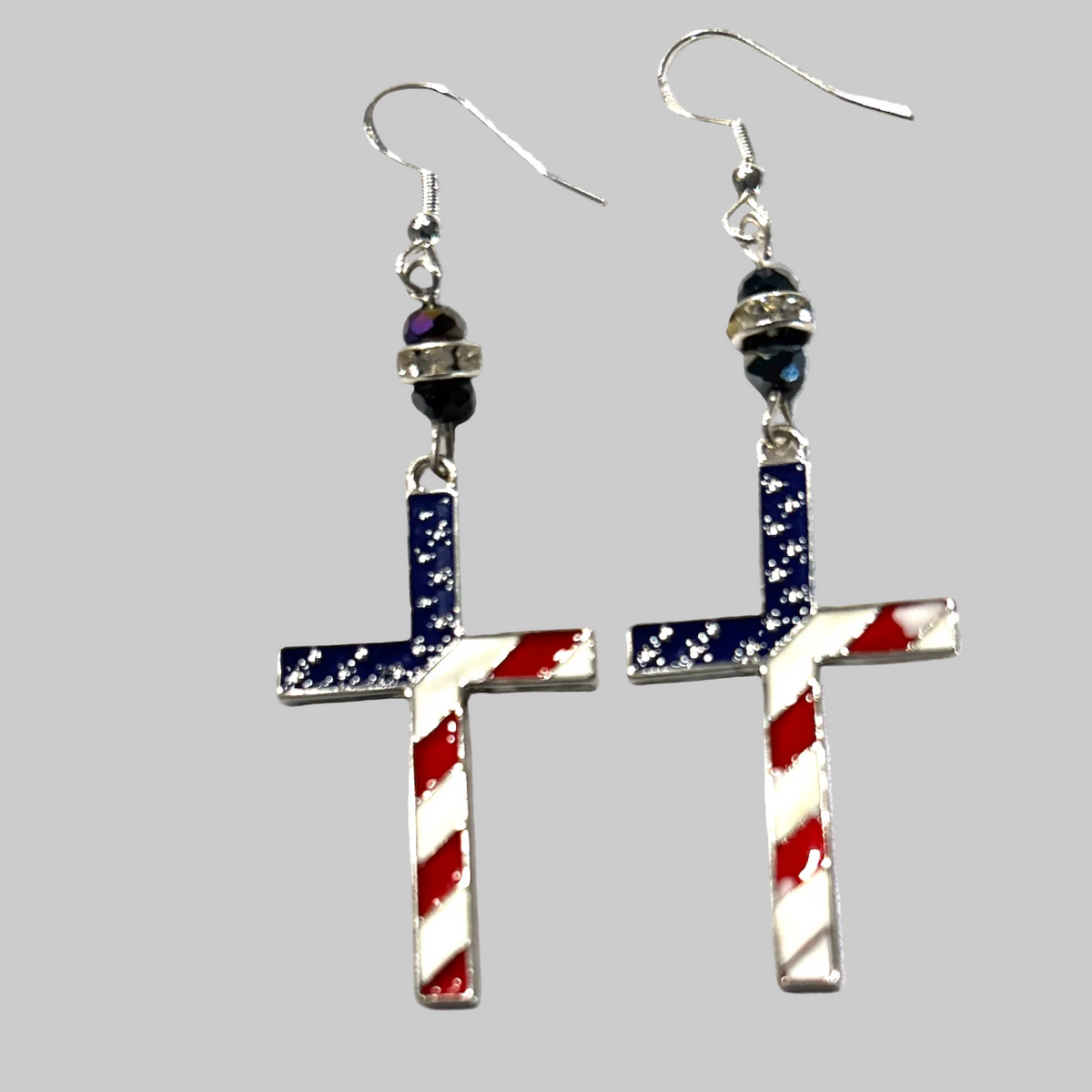 Patriotic Cross Earrings