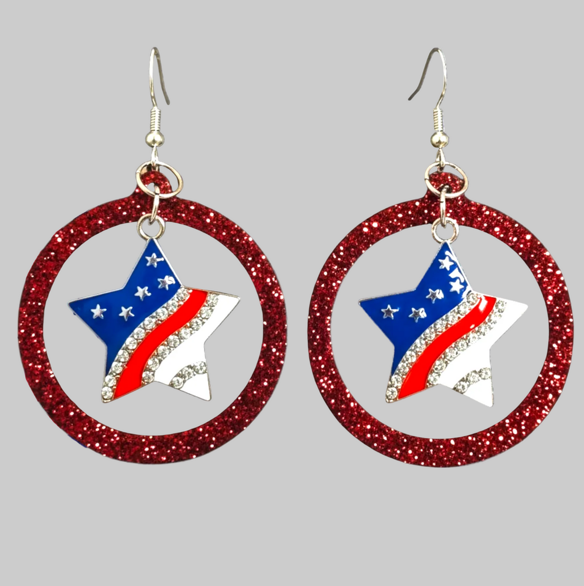 Patriotic Hoop Star Earrings