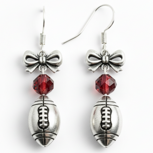 Maroon Football Earrings