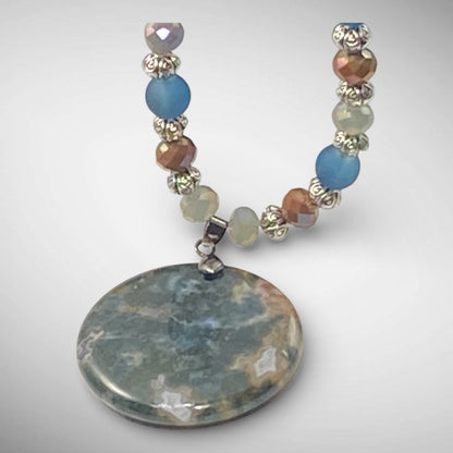 Moss Agate Necklace & Earring Set