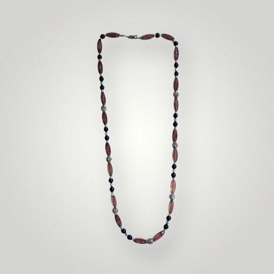 Barrel Beads & Rhinestone Necklace