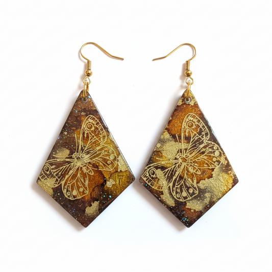 Brown & Gold Butterfly Earrings