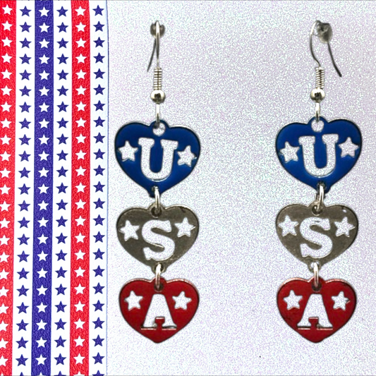 Patriotic USA Dangling Earrings