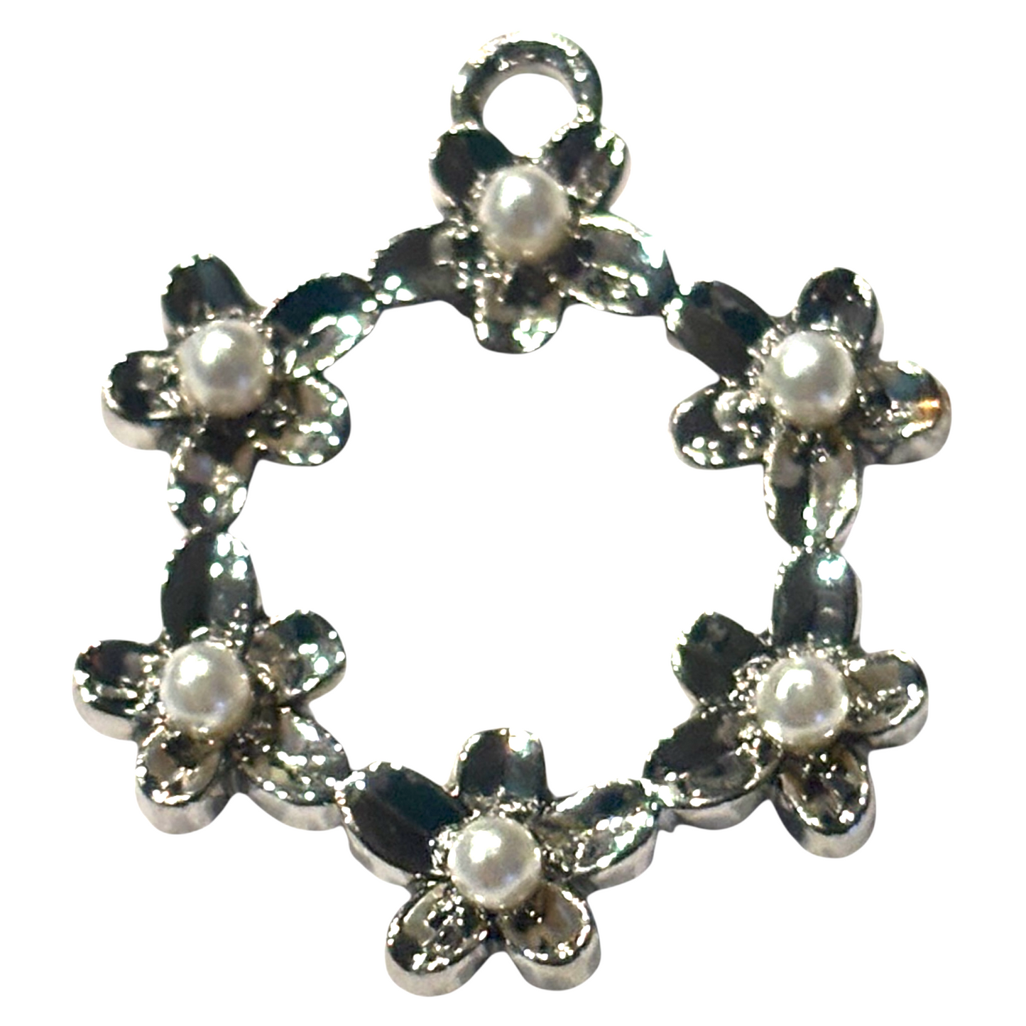 Circle of Flowers and pearls-Silver