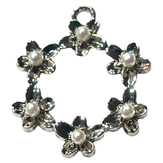 Circle of Flowers and pearls-Silver