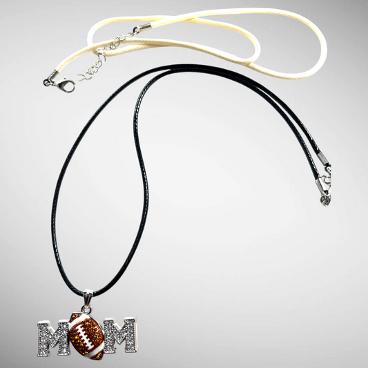 MOM - Rhinestone Football Necklace