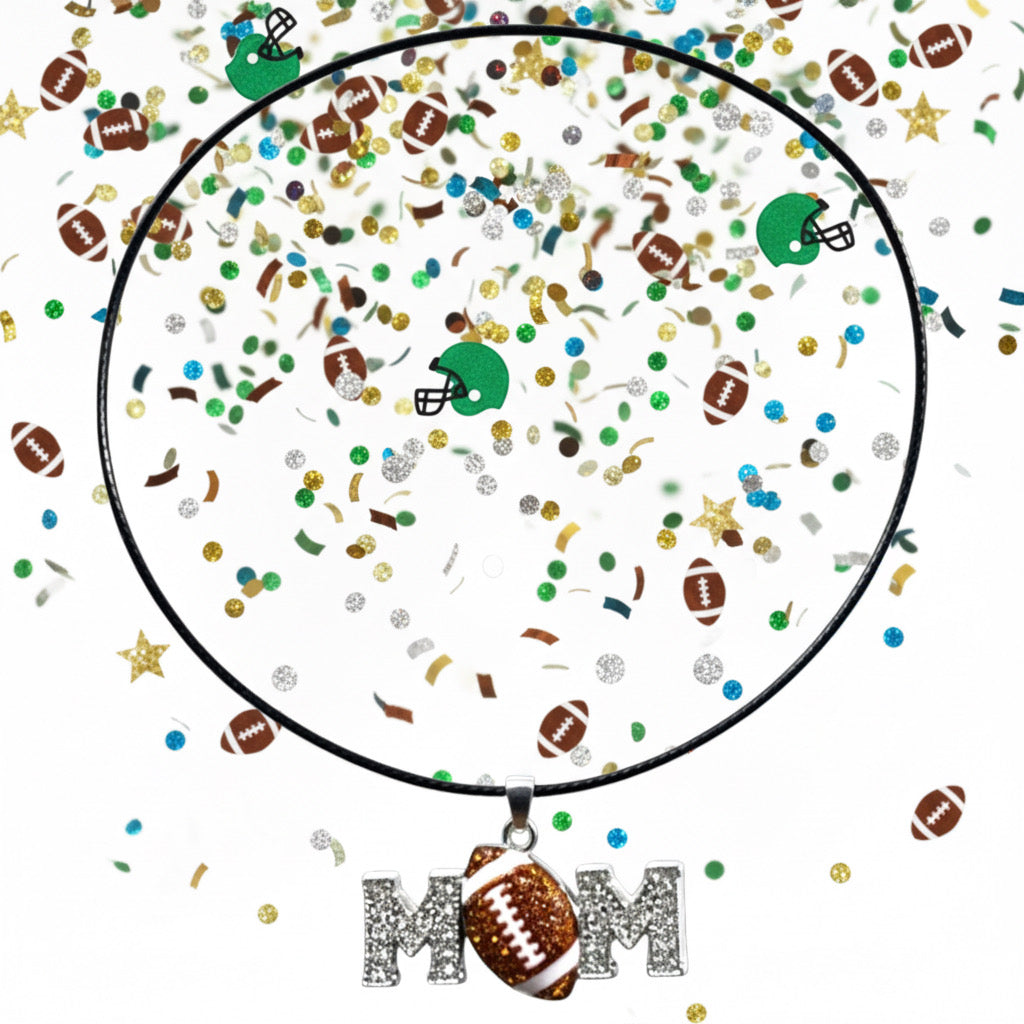 MOM - Rhinestone Football Necklace