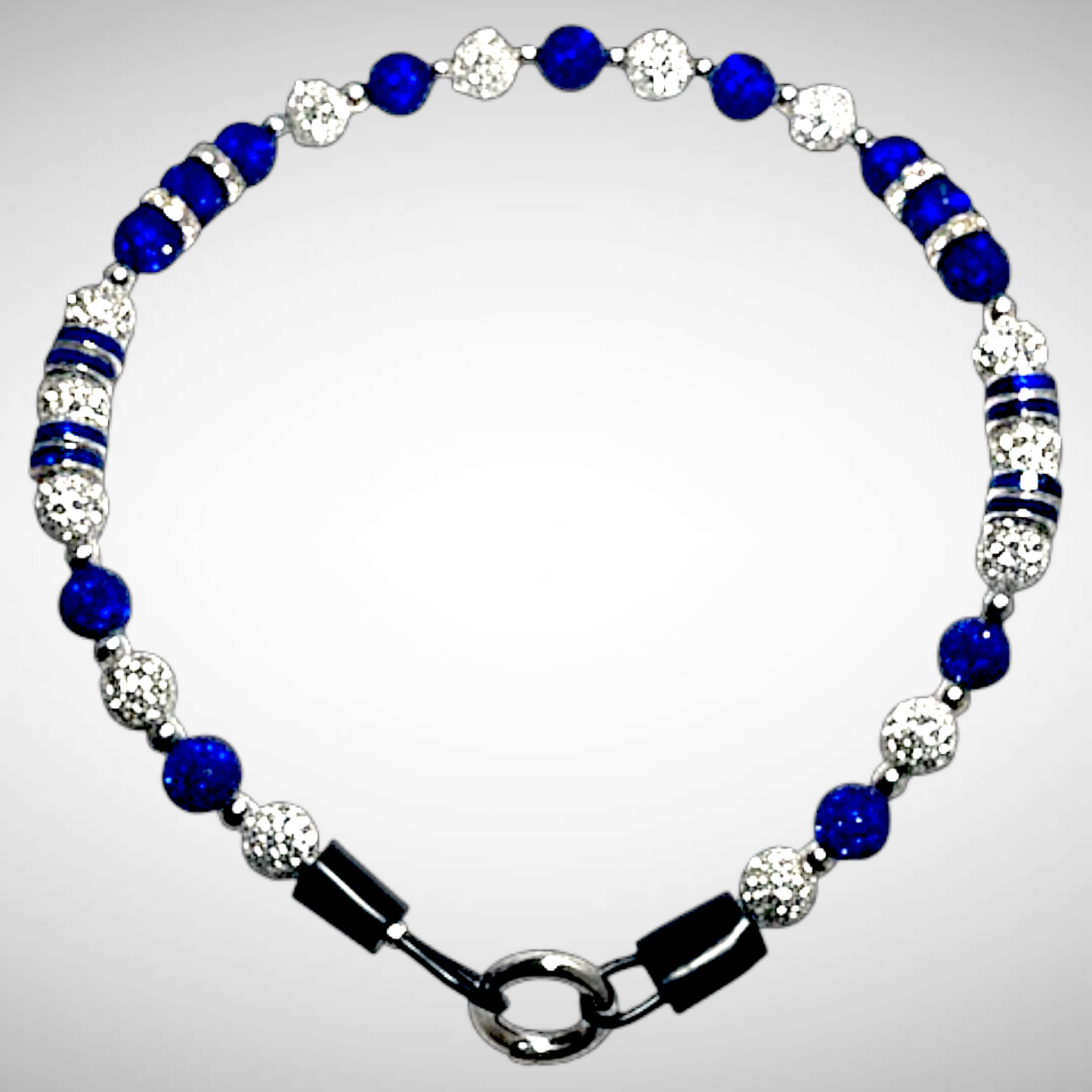 Pet Necklace - Royal Blue Silver Rhinestone - Medium