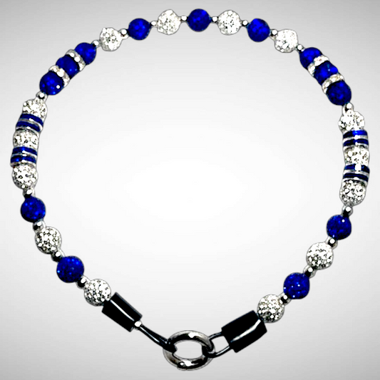 Pet Necklace - Royal Blue Silver Rhinestone - Medium