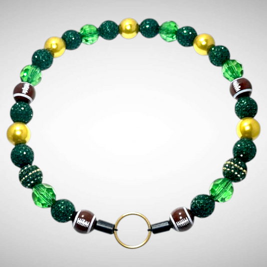 Pet Necklace - Green Gold Football - Large