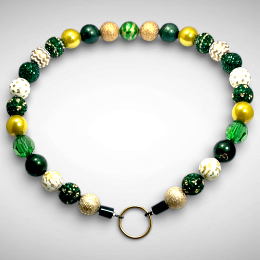 Pet Necklace - Green & Gold - Large