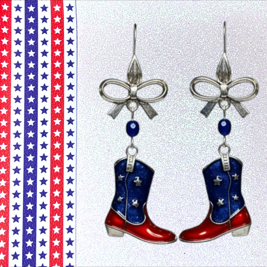 Patriotic Cowboy Boot Earrings