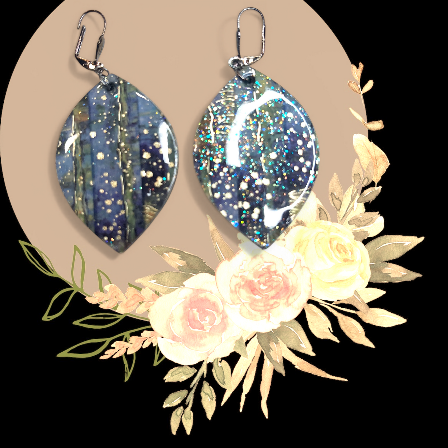 Blue & Grey Cateye Earrings
