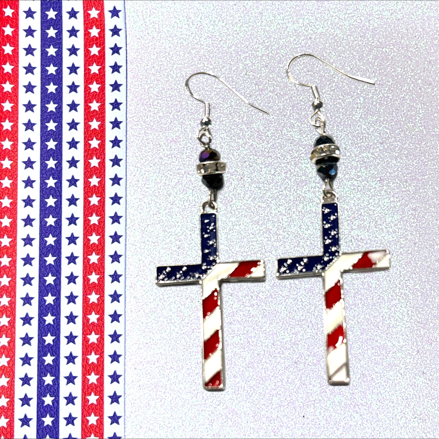 Patriotic Cross Earrings