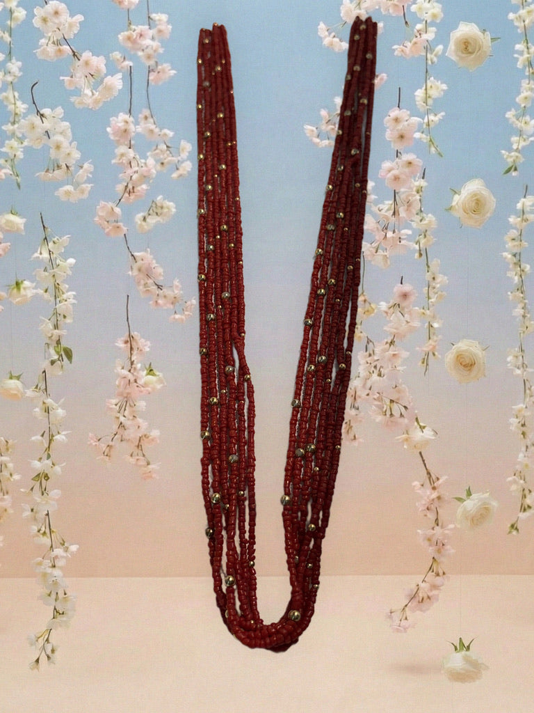 Burnt Red Seed Bead Necklace