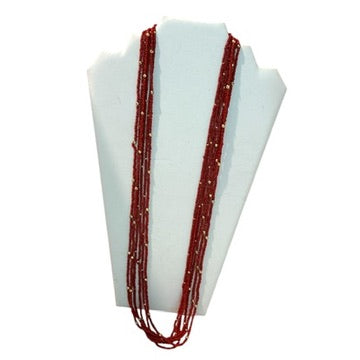 Burnt Red Seed Bead Necklace