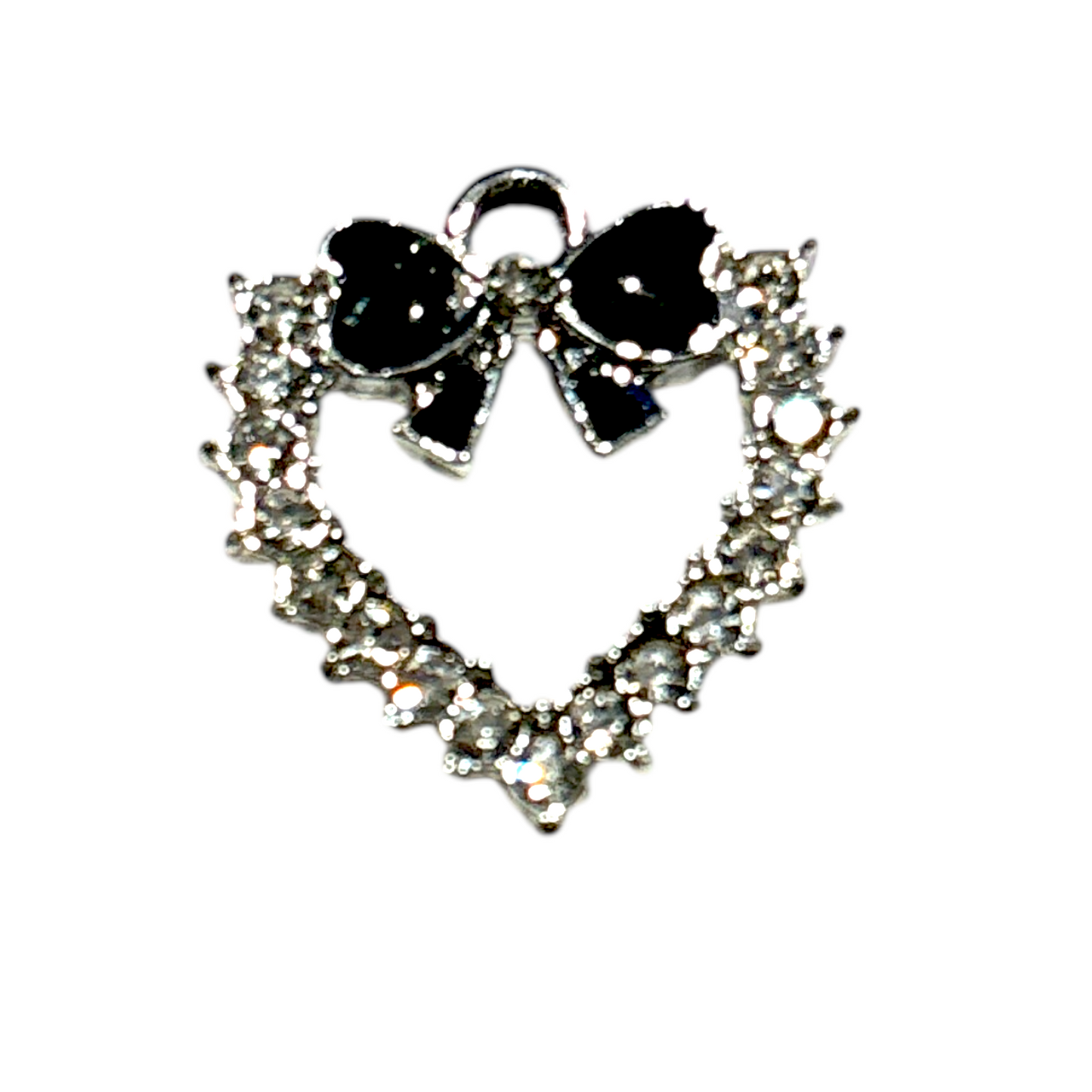 Rhinestone Heart/Bow Charm