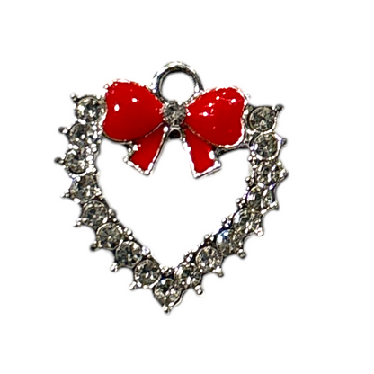 Rhinestone Heart/Bow Charm