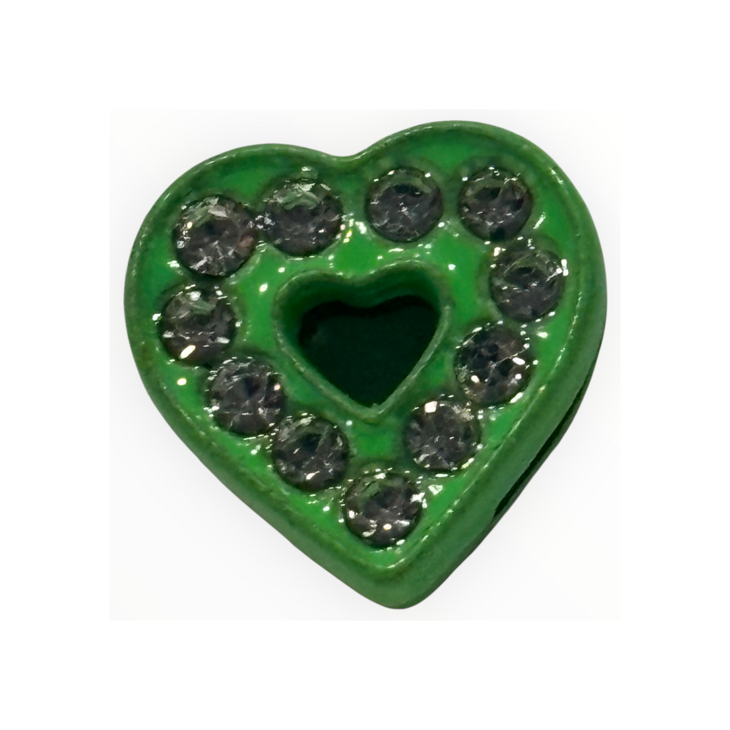 Green Heart shaped slider charm