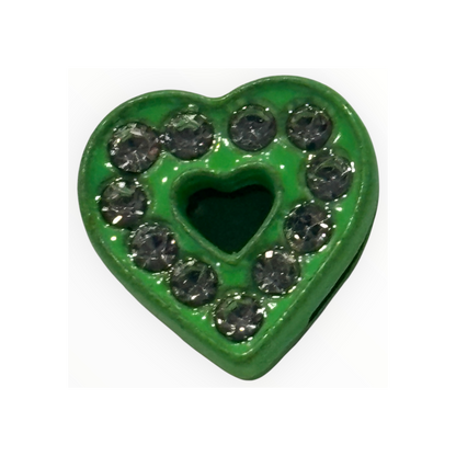 Green Heart shaped slider charm