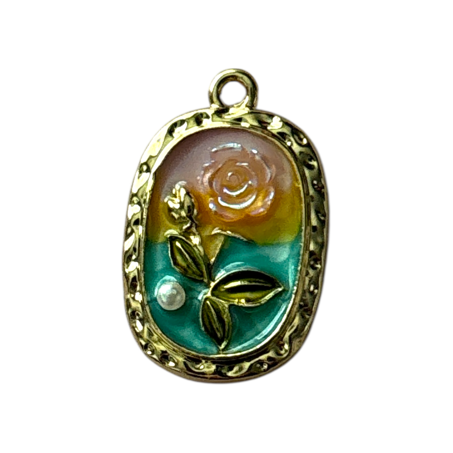 Pearl and Flower Oval Pendants