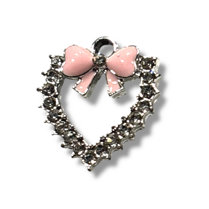 Rhinestone Heart/Bow Charm