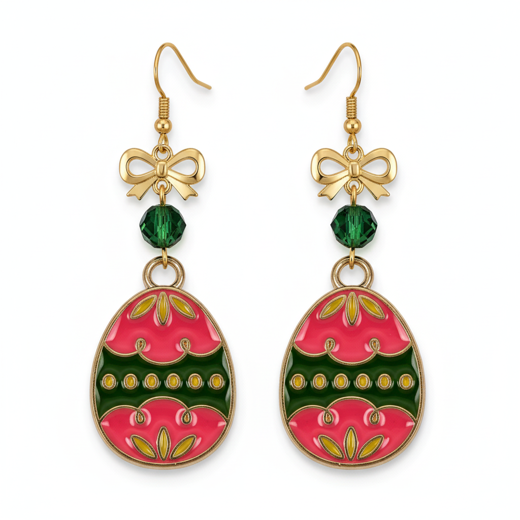 Easter Egg Earrings - Hunter Green Bead