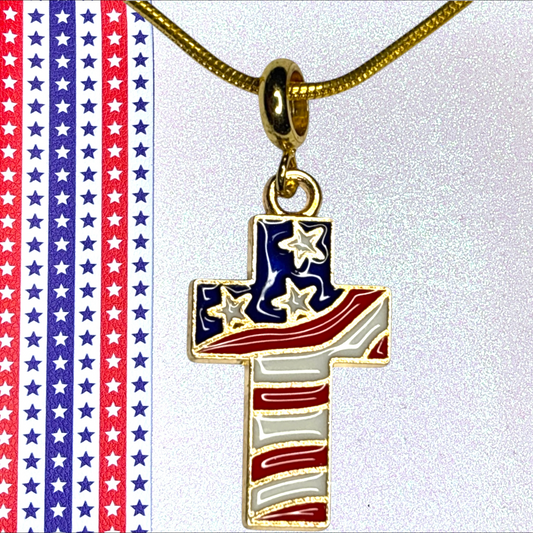 Patriotic Cross Necklace