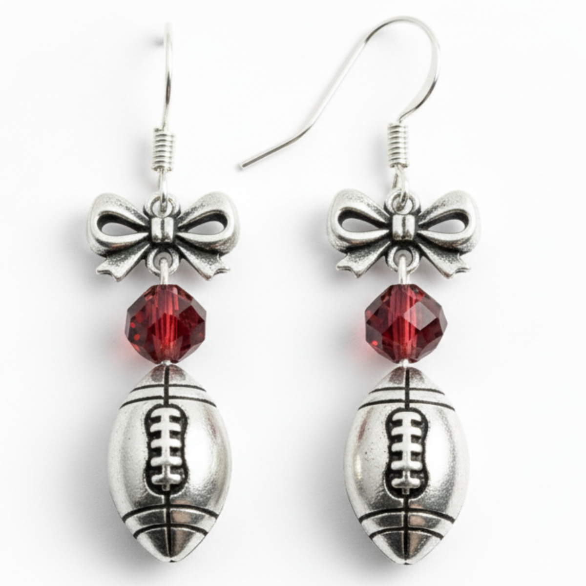 Maroon Football Earrings