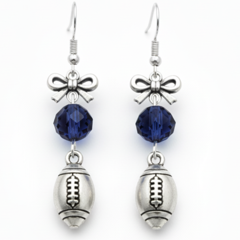 Navy Football Earrings
