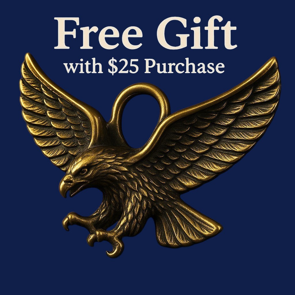 Rose Beads and Bows antique gold eagle charm with detailed wings and feathers, 1 inch wide metal alloy.