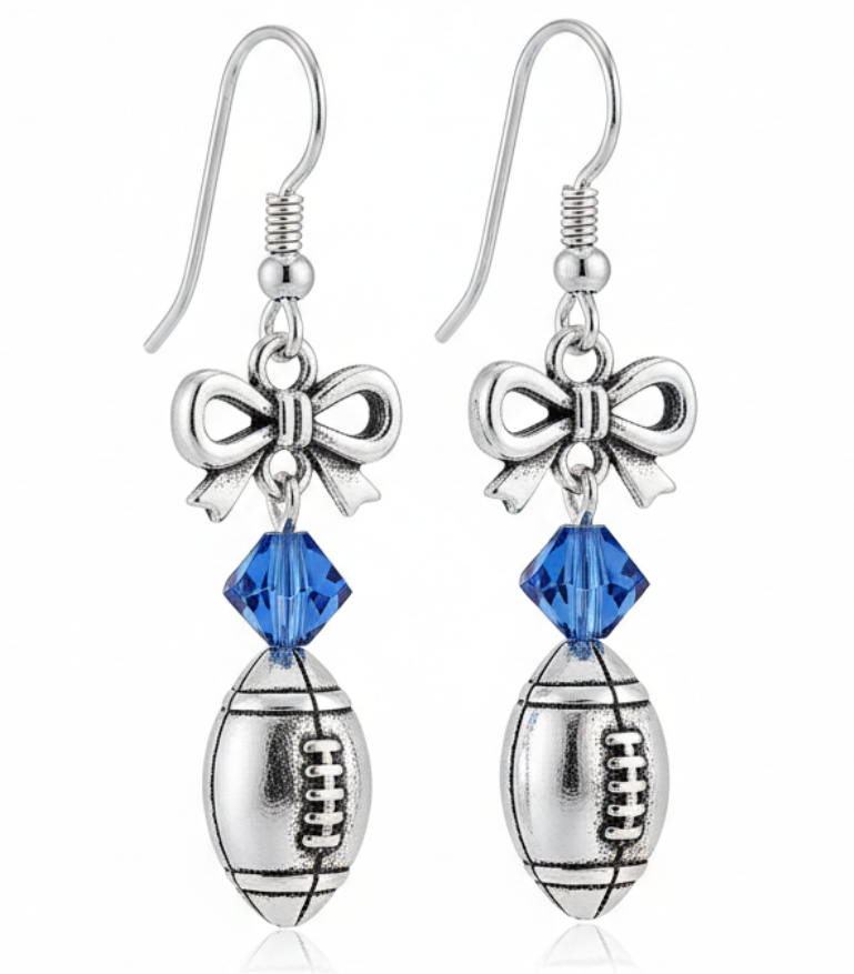 Royal Blue Football Earrings